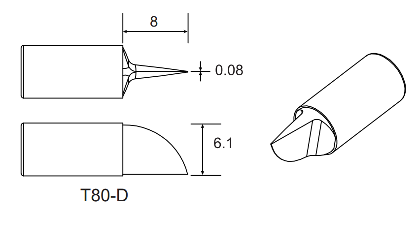 картинка Atten T80-D. Наконечник для термозачистки проводов серии T80 являющийся официальным дистрибьютором в России 
