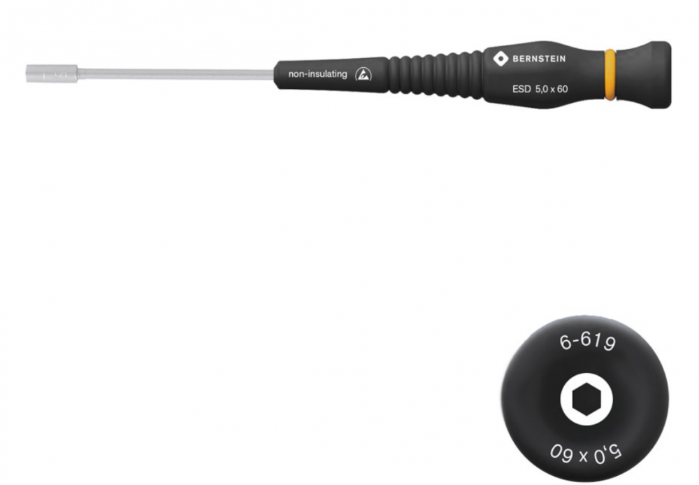картинка Bernstein B6-619. Торцевой ключ с отверточной ручкой ESD ⌀5 мм являющийся официальным дистрибьютором в России 