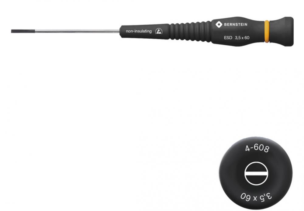 картинка Bernstein B4-608. Отвертка шлицевая антистатическая ESD с вращающейся рукояткой являющийся официальным дистрибьютором в России 