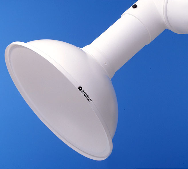 картинка Alsident 1-10035-7-5. Раструб дымоприемника белый, колпак 100-385 мм являющийся официальным дистрибьютором в России 