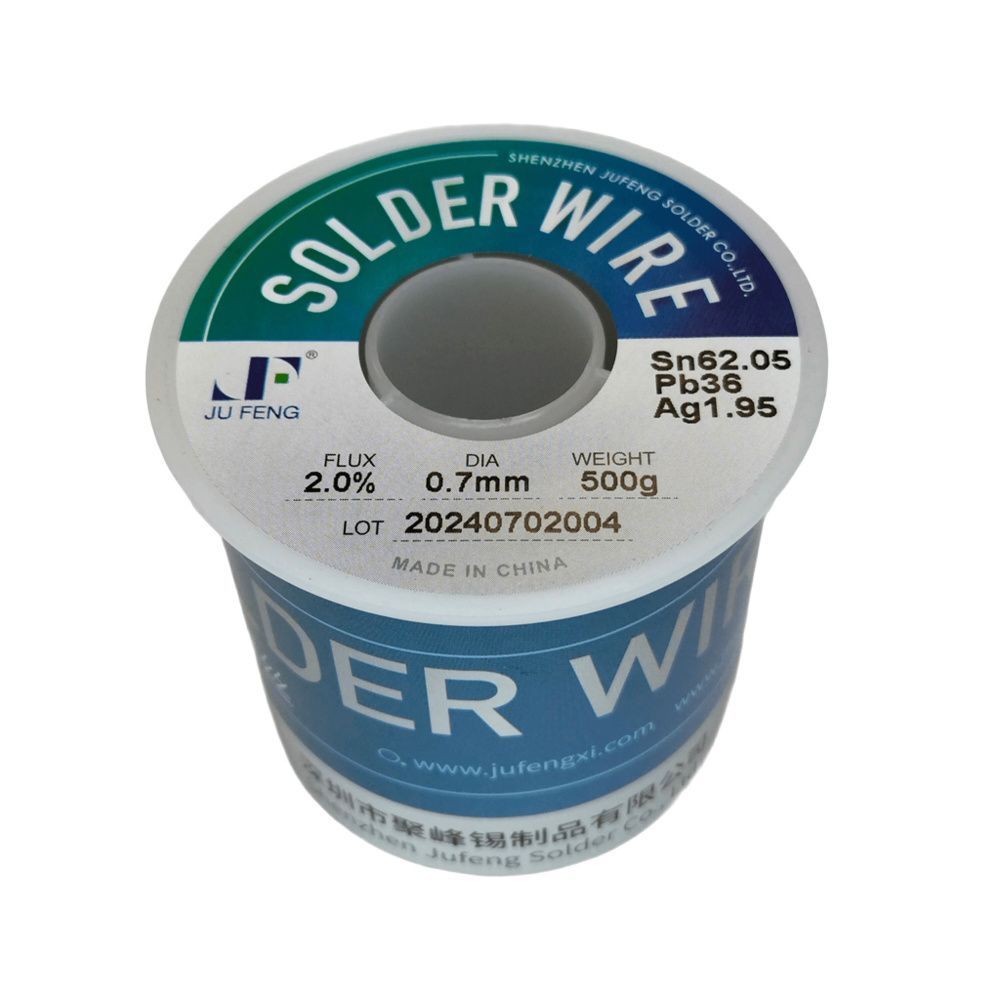 картинка Jufeng Sn62.05Pb36Ag1.95 2% 500gm 0,7mm. Припой проволочный 0,7мм с флюсом 2% являющийся официальным дистрибьютором в России 