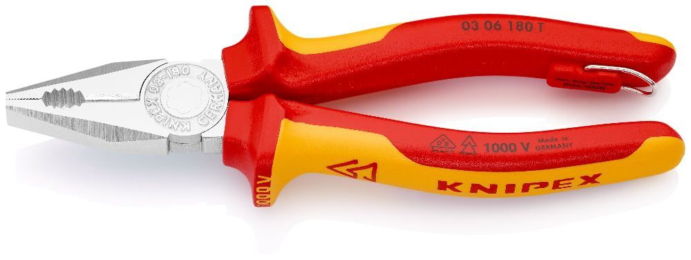 картинка KNIPEX KN-0306180TBK. Плоскогубцы комбинированные являющийся официальным дистрибьютором в России 