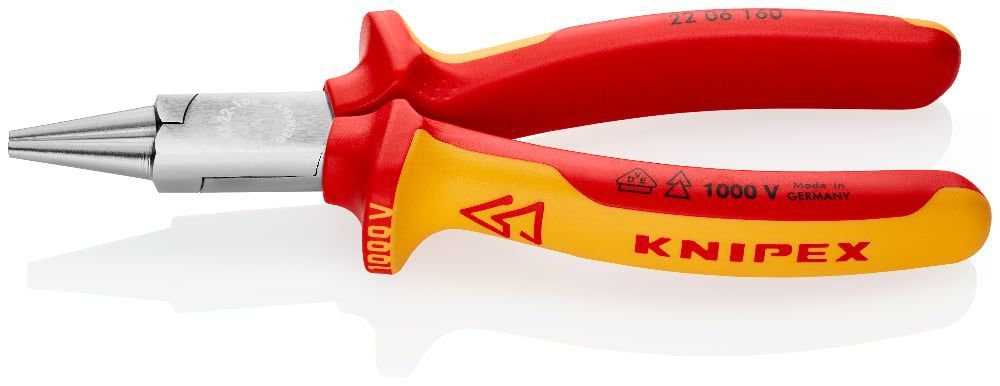 картинка KNIPEX KN-2206160. Круглогубцы диэлектрические являющийся официальным дистрибьютором в России 