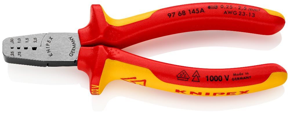 картинка KNIPEX KN-9768145A. Кримпер диэлектрический для обжима контактных гильз являющийся официальным дистрибьютором в России 