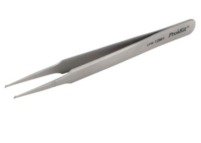 картинка ProsKit 1PK-TZ001. Пинцет прямой для SMD компонентов антимагнитный являющийся официальным дистрибьютором в России 