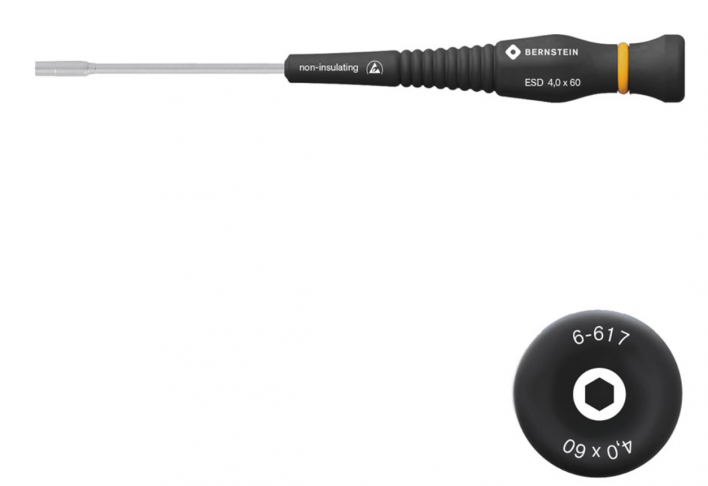 картинка Bernstein B6-617. Торцевой ключ с отверточной ручкой ESD ⌀4 мм являющийся официальным дистрибьютором в России 