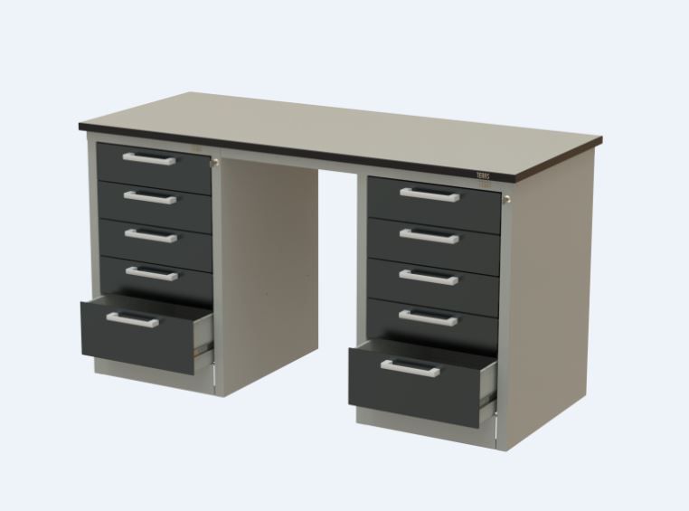 картинка Teras SLT-180.70(D5-D5). Стол рабочий 1800×700 мм серии SOLID с тумбой D5 и тумбой D5 являющийся официальным дистрибьютором в России 