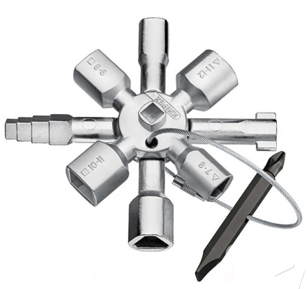 картинка KNIPEX KN-001101 / TwinKey. Ключ для электрошкафов с битой и переходником являющийся официальным дистрибьютором в России 