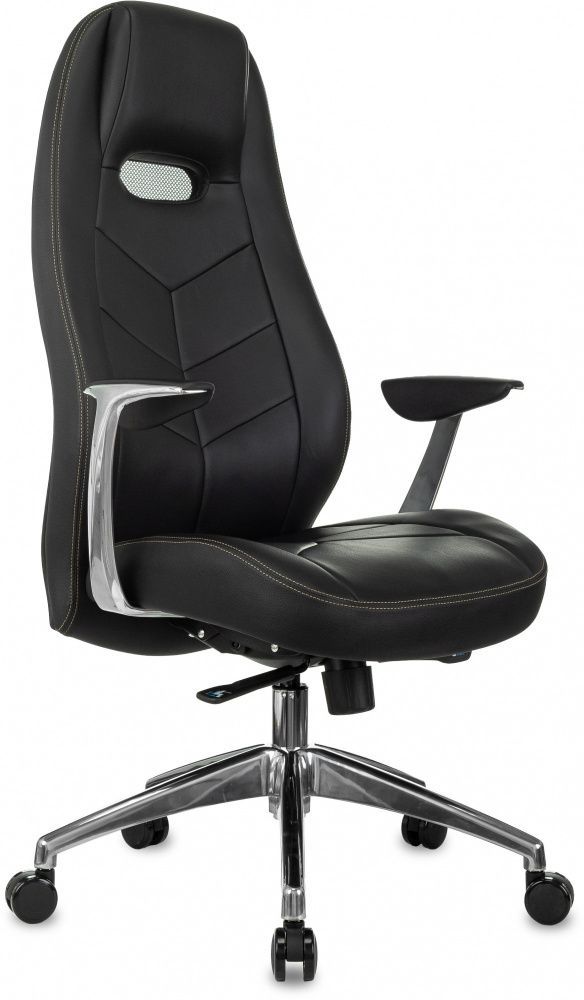 картинка Бюрократ Zen (375554). Кресло руководителя, цвет черный кожа крестов. алюминий являющийся официальным дистрибьютором в России 