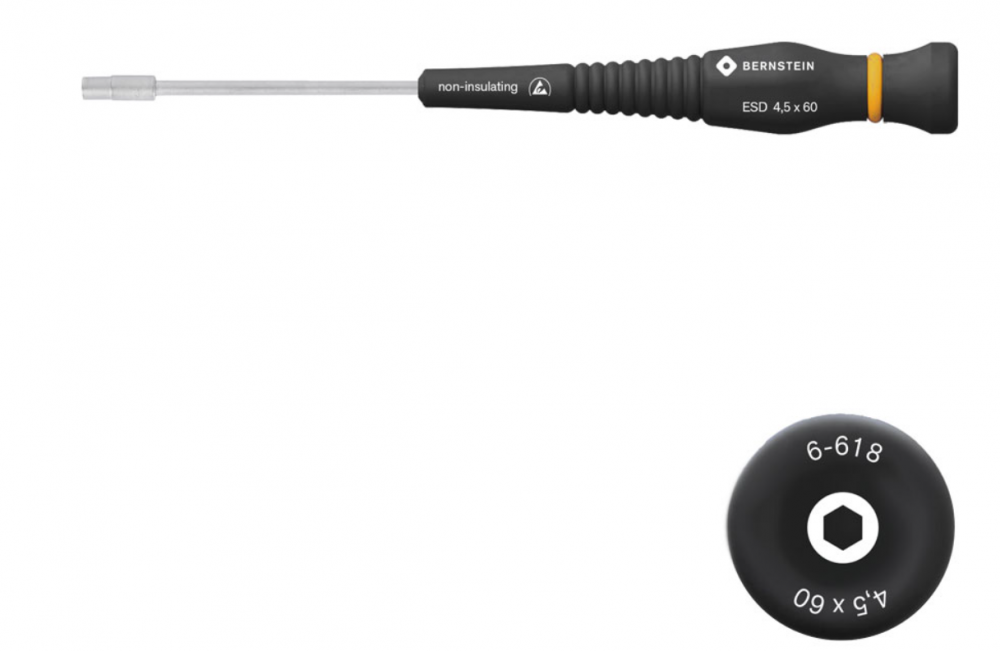 картинка Bernstein B6-618. Торцевой ключ с отверточной ручкой ESD ⌀4,5 мм являющийся официальным дистрибьютором в России 