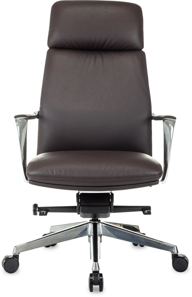 картинка Бюрократ VEGA (1991657). Кресло руководителя, цвет коричневый кожа с подголов. крестов. алюминий являющийся официальным дистрибьютором в России 