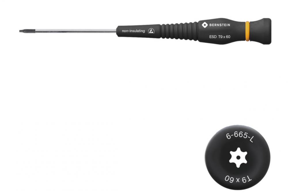 картинка Bernstein B6-665L. Отвертка шестигранная ESD TORX T9 с вращающейся рукояткой являющийся официальным дистрибьютором в России 