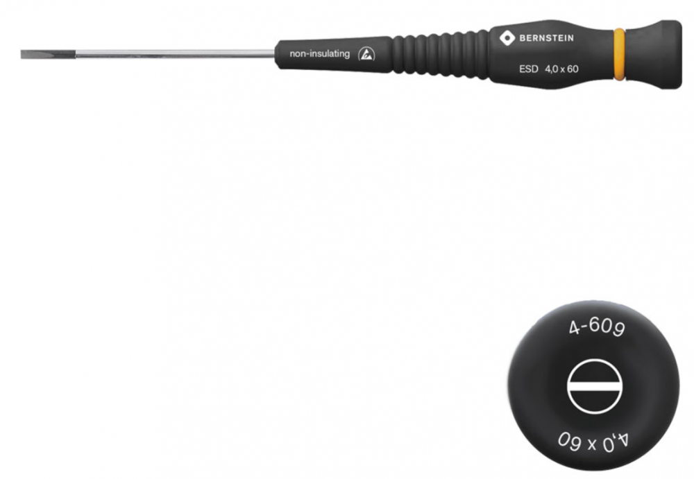 картинка Bernstein B4-609. Отвертка шлицевая антистатическая ESD с вращающейся рукояткой являющийся официальным дистрибьютором в России 