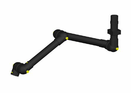 картинка Alsident 75-9090-3-22-6. Дымоприемник 3-секционный антистатический потолочный с пневмоподвеской (без раструба) являющийся официальным дистрибьютором в России 