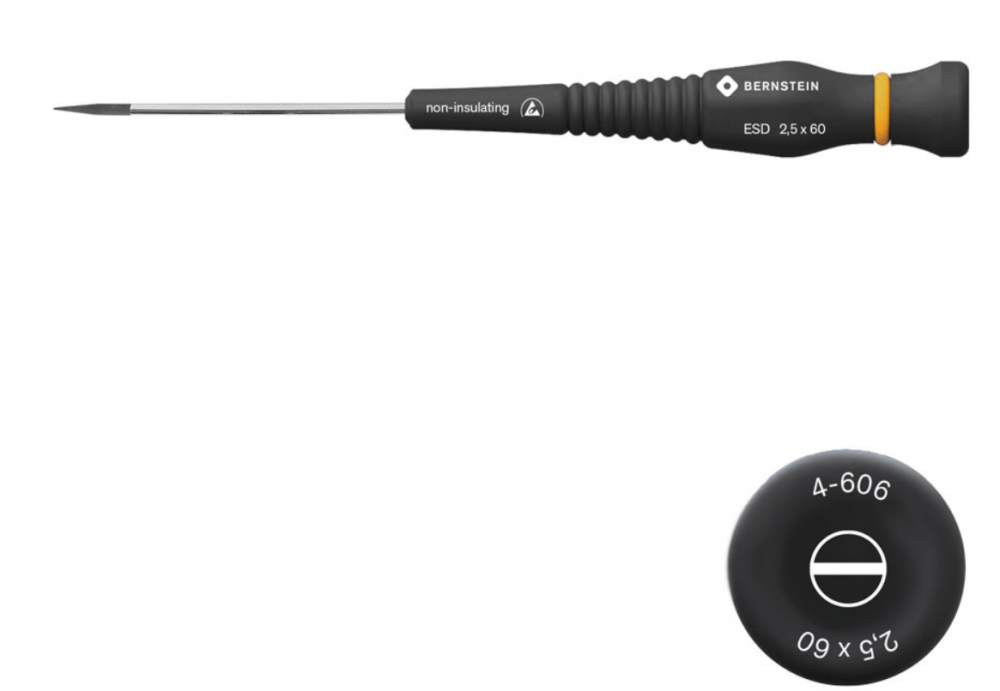 картинка Bernstein B4-606. Отвертка шлицевая антистатическая ESD с вращающейся рукояткой являющийся официальным дистрибьютором в России 