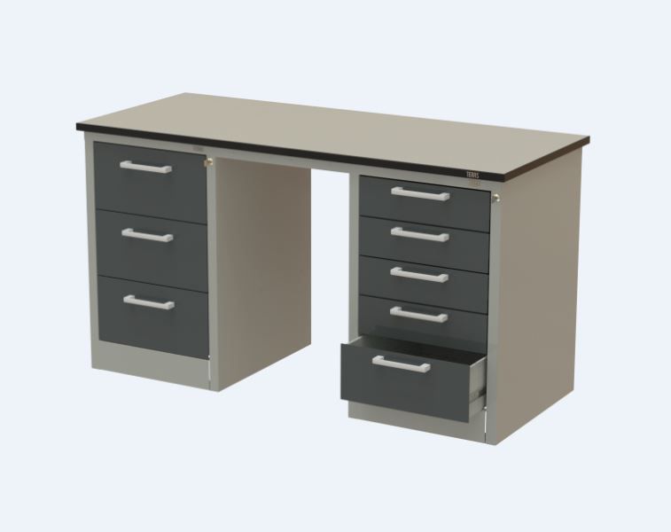 картинка Teras SLT-180.70(D3-D5). Стол рабочий 1800×700 мм серии SOLID с тумбой D3 и тумбой D5 являющийся официальным дистрибьютором в России 