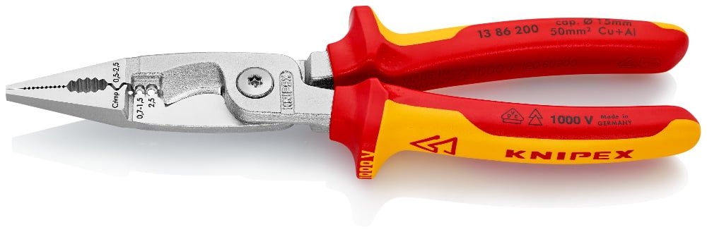 картинка KNIPEX KN-1386200SB. Электромонтажные клещи диэлектрические являющийся официальным дистрибьютором в России 