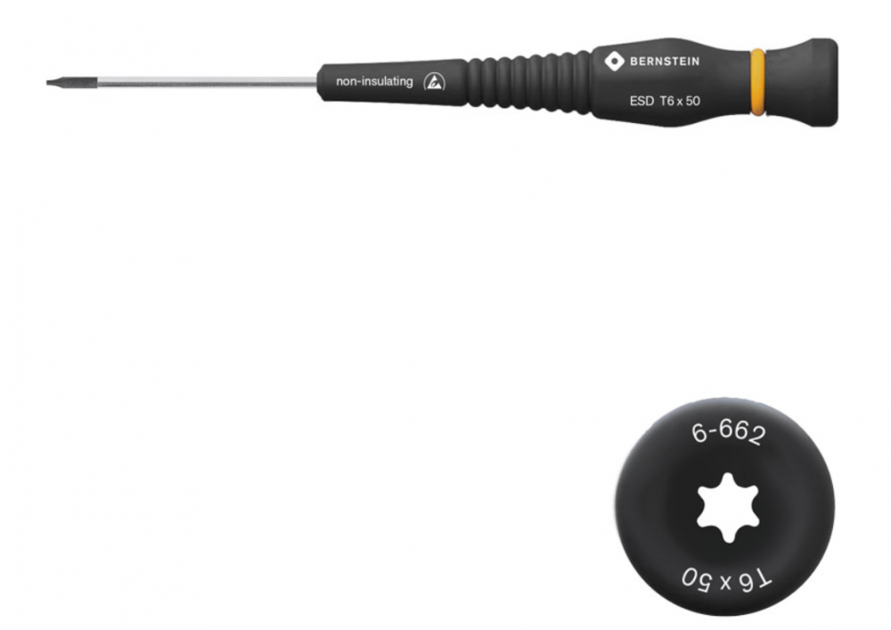 картинка Bernstein B6-662. Отвертка шестигранная ESD TORX T6 с вращающейся рукояткой являющийся официальным дистрибьютором в России 