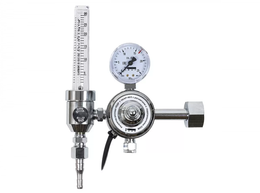 картинка КЕДР У-30/АР-40/3-220. Регулятор расхода с ротаметром и подогревателем 220В являющийся официальным дистрибьютором в России 