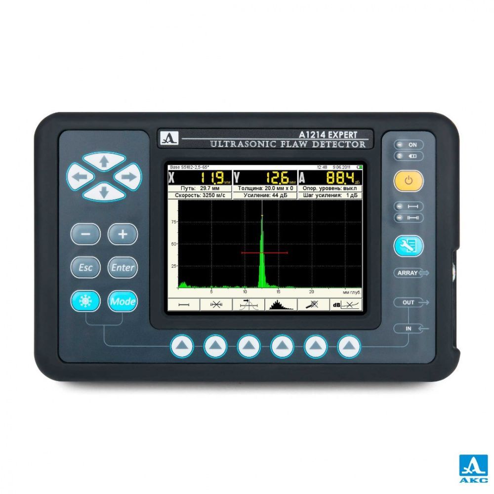 картинка АКС А1214 EXPERT (1117). Электронный блок ультразвукового дефектоскопа со съёмным аккумулятором являющийся официальным дистрибьютором в России 