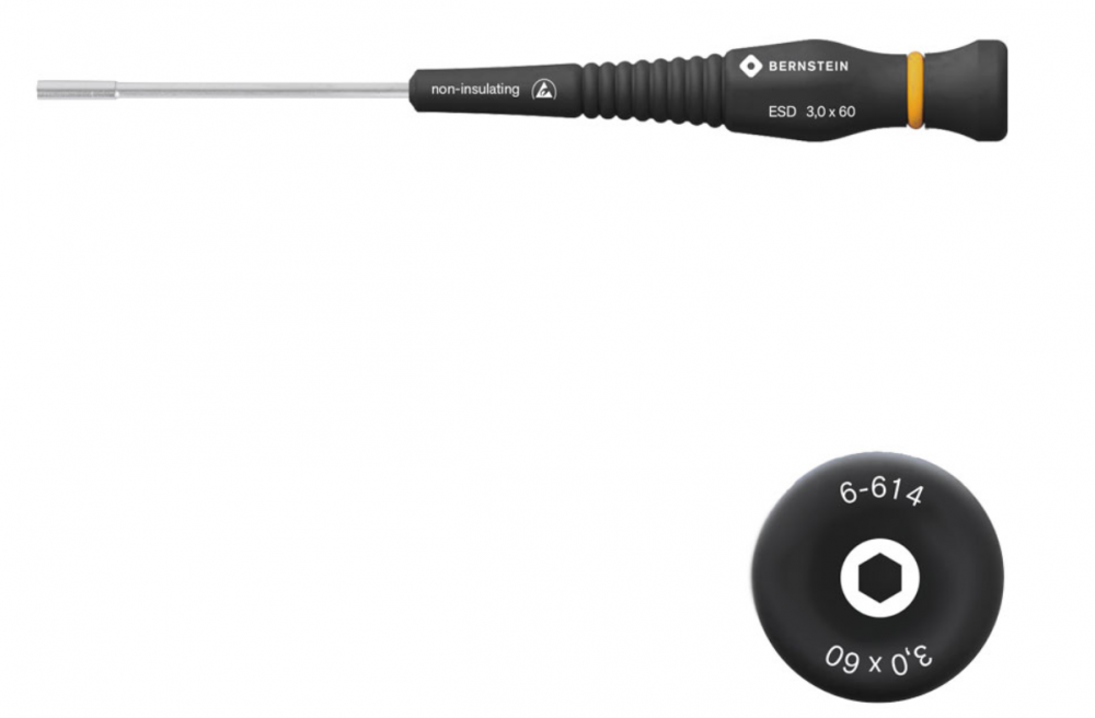 картинка Bernstein B6-614. Торцевой ключ с отверточной ручкой ESD ⌀3 мм являющийся официальным дистрибьютором в России 