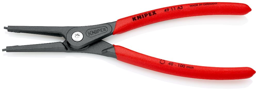 картинка KNIPEX KN-4911A3. Прецизионные щипцы для внешних стопорных колец являющийся официальным дистрибьютором в России 