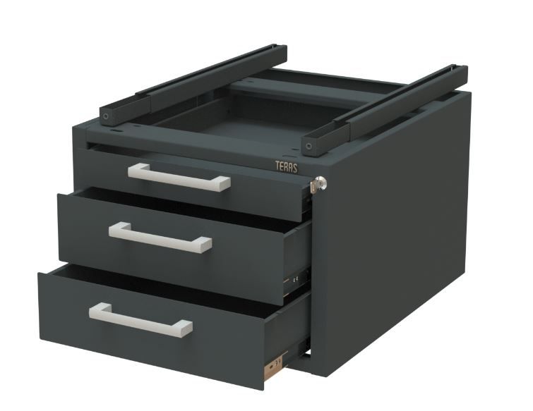 картинка Teras D3-39.35.58/H. Подвесная тумба на 3 ящика с уменьшенной шириной 390×354×605 мм являющийся официальным дистрибьютором в России 