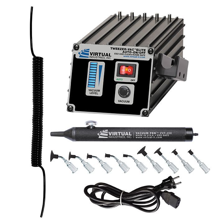 картинка VIRTUAL TV-1500A-ELITE-220 (ESD, 220В). Вакуумный пинцет с комплектом игл-насадок Buna-N являющийся официальным дистрибьютором в России 