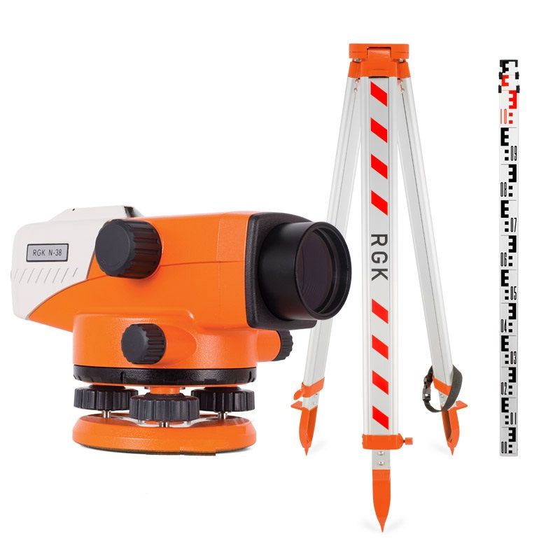 картинка RGK 778282. Комплект оптический нивелир N-38, штатив S6-N и рейка AMO S3 являющийся официальным дистрибьютором в России 