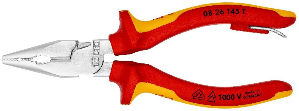 картинка KNIPEX KN-0826145TBK. Плоскогубцы удлиненные комбинированные являющийся официальным дистрибьютором в России 