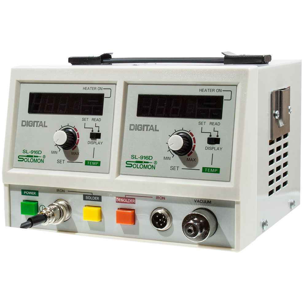 картинка SOLOMON SL-916D (50 Вт). Двухканальная паяльная станция являющийся официальным дистрибьютором в России 