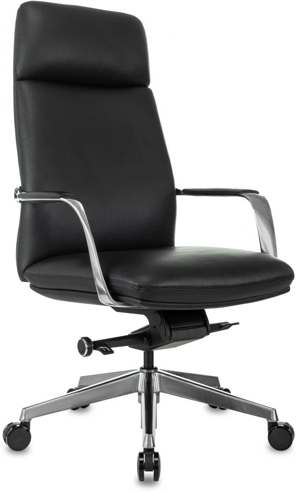 картинка Бюрократ VEGA (1991643). Кресло руководителя, цвет черный кожа крестов. алюминий являющийся официальным дистрибьютором в России 