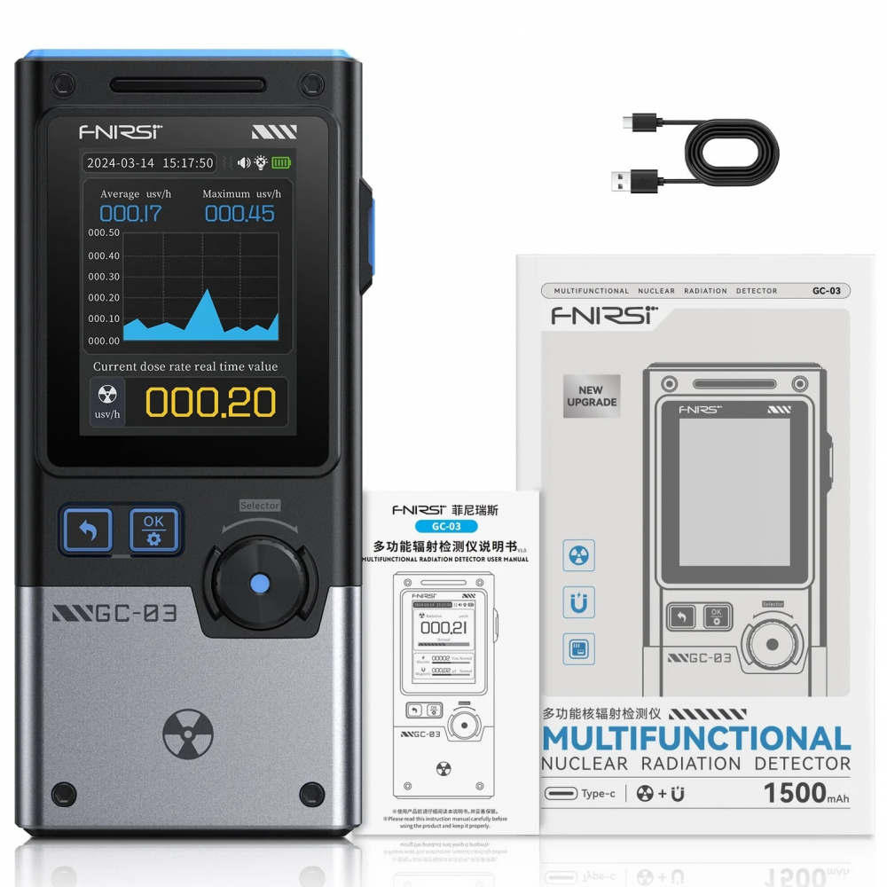 картинка FNIRSI GC-03 BK. Дозиметр для измерения радиации являющийся официальным дистрибьютором в России 