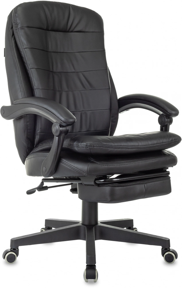 картинка Бюрократ T-9950MSG-F (2058907). Кресло руководителя, цвет черный экокожа крестов. пластик подст.для ног являющийся официальным дистрибьютором в России 