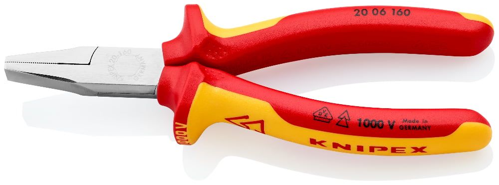 картинка KNIPEX KN-2006160. Плоскогубцы тупоносые VDE являющийся официальным дистрибьютором в России 