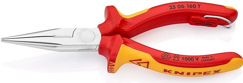 картинка KNIPEX KN-2506160TBK. Длинногубцы с режущими кромками являющийся официальным дистрибьютором в России 