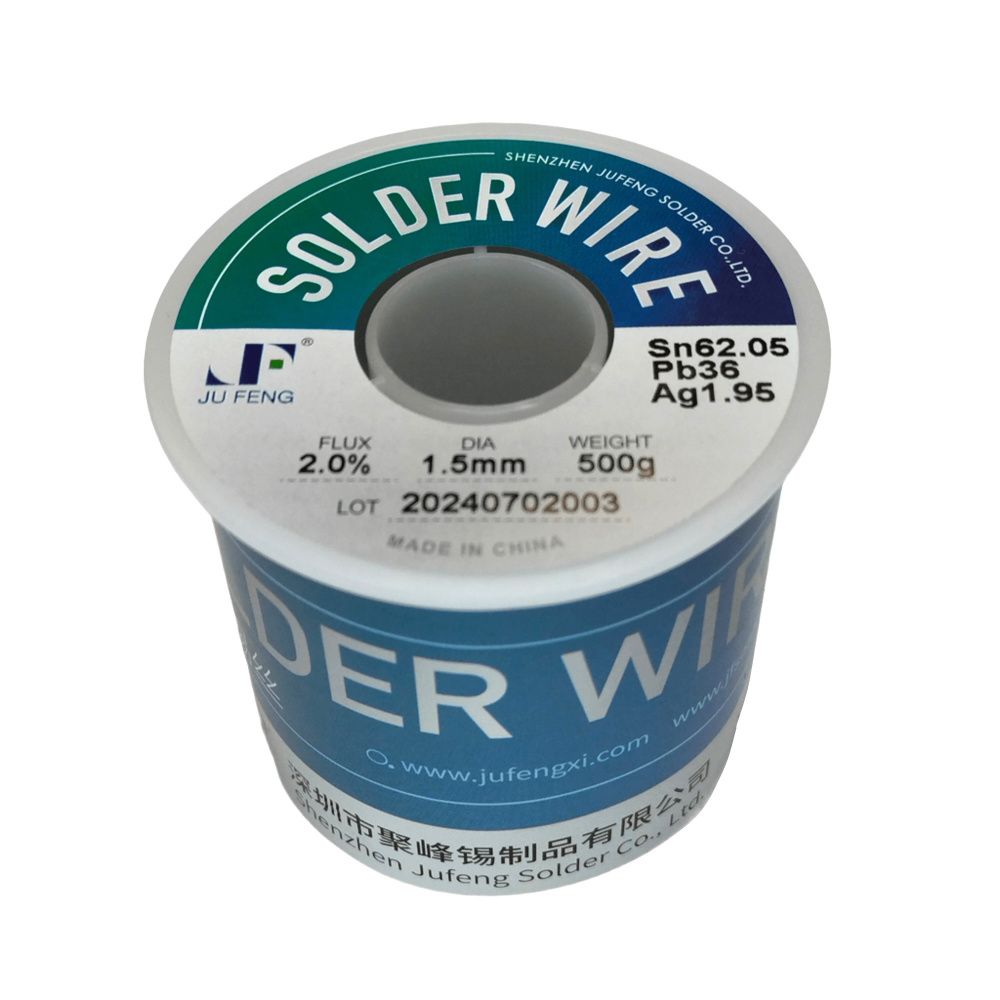 картинка Jufeng Sn62.05Pb36Ag1.95 2% 500gm 1,5mm. Припой проволочный 1,5мм с флюсом 2% являющийся официальным дистрибьютором в России 