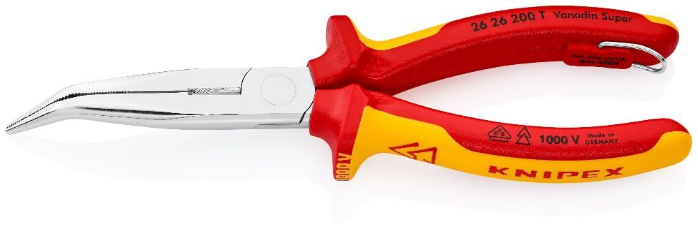 картинка KNIPEX KN-2626200TBK. Длинногубцы с изогнутыми губками являющийся официальным дистрибьютором в России 