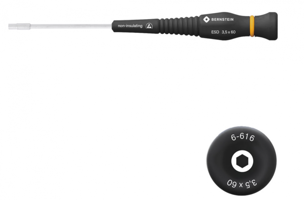 картинка Bernstein B6-616. Торцевой ключ с отверточной ручкой ESD ⌀3,5 мм являющийся официальным дистрибьютором в России 