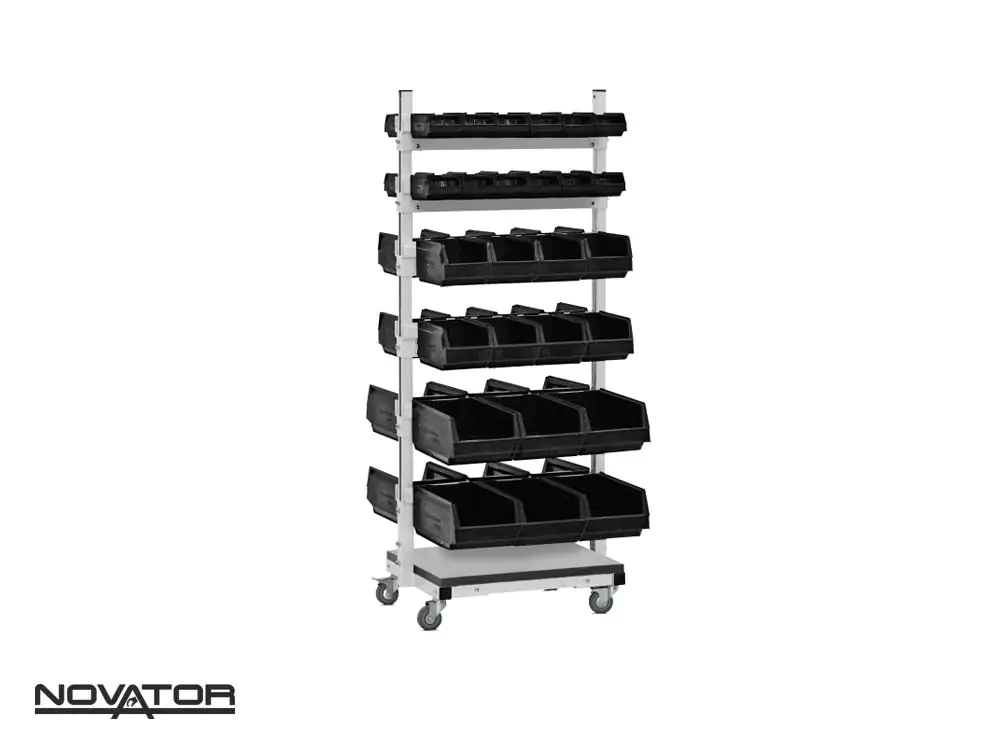 картинка NovaTor WS-R. Двухсторонняя мобильная стойка 1600×680×460 мм для комплектующих являющийся официальным дистрибьютором в России 