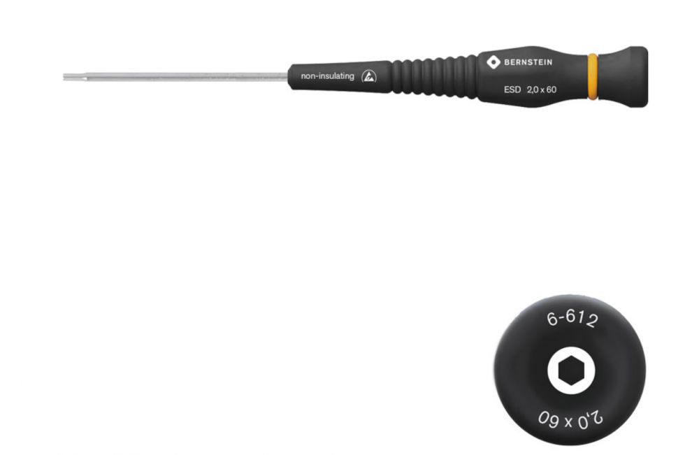 картинка Bernstein B6-612. Торцевой ключ с отверточной ручкой ESD ⌀2 мм являющийся официальным дистрибьютором в России 