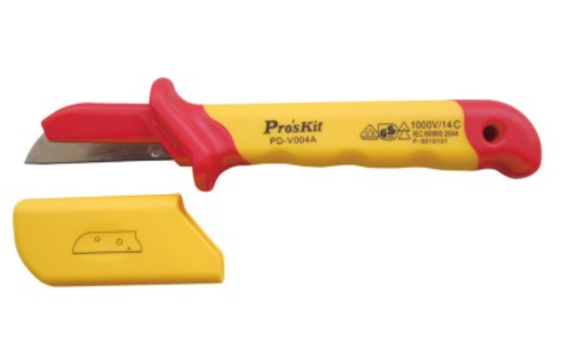 картинка ProsKit PD-V004A. Нож с прямым лезвием для зачистки кабеля VDE являющийся официальным дистрибьютором в России 
