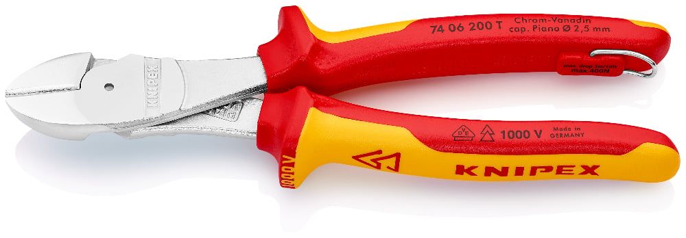 картинка KNIPEX KN-7406200TBK. Бокорезы диэлектрические усиленные являющийся официальным дистрибьютором в России 