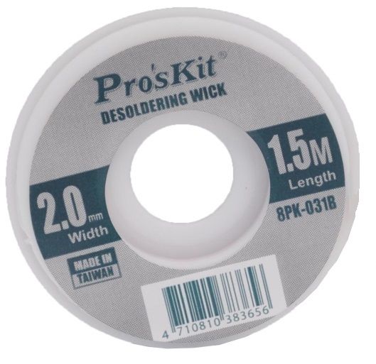картинка ProsKit 8PK-031B. Оплетка для удаления припоя (2.0 мм) являющийся официальным дистрибьютором в России 