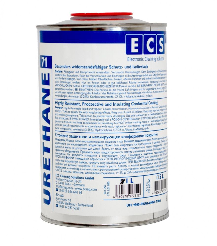 картинка ECS Urethane Clear. Лак полиуретановый для печатных плат 1 л являющийся официальным дистрибьютором в России 