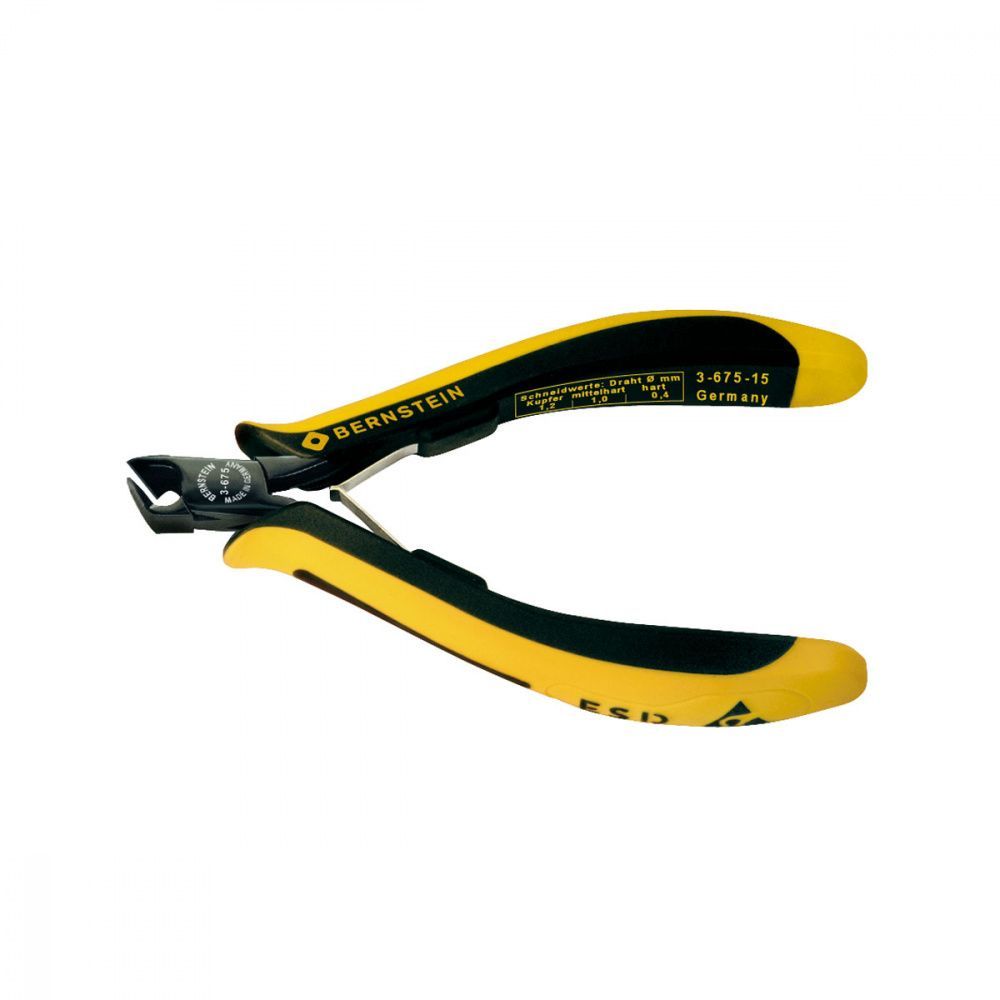 картинка Bernstein B3-675-15. Бокорезы торцевые 29° антистатические ESD EUROline 115 мм являющийся официальным дистрибьютором в России 