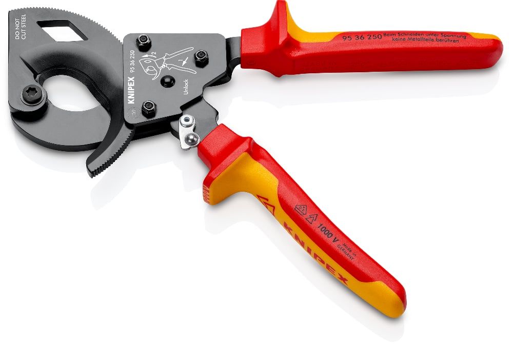 картинка KNIPEX KN-9536250. Секторные ножницы диэлектрические являющийся официальным дистрибьютором в России 