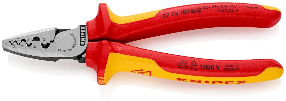 картинка KNIPEX KN-9778180SB. Ручной кримпер диэлектрический являющийся официальным дистрибьютором в России 