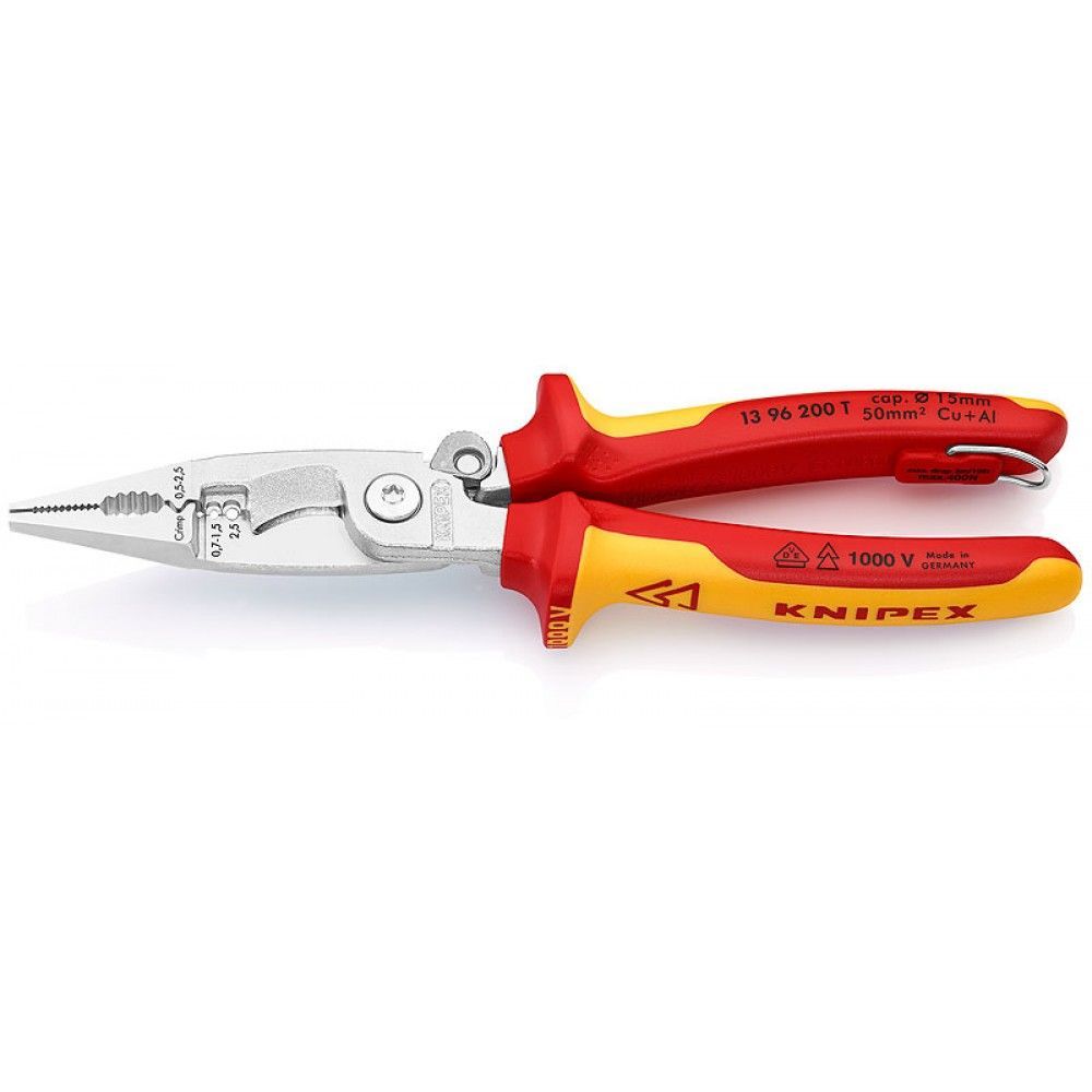 картинка KNIPEX KN-1396200TBK. Электромонтажные клещи диэлектрические являющийся официальным дистрибьютором в России 