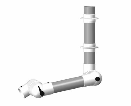 картинка Alsident 100-55-2-5. Дымоприемник 2-х секционный белый настенный (без раструба) являющийся официальным дистрибьютором в России 